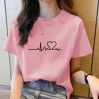 เสื้อยืดแขนสั้น คอกลม ทรงหลวม สีขาว แฟชั่นฤดูร้อน สไตล์เกาหลี สําหรับผู้หญิง