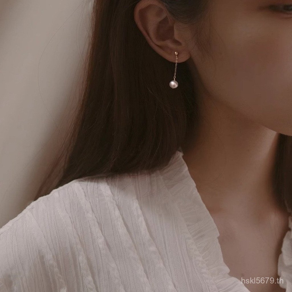 ต่างหูไข่มุกดั้งเดิม สไตล์คล้าย Qiao Mei พร้อมเพิงเงินแท้ แบบ 5AS925 สำหรับสร้อยคอที่ทนทาน และสะท้อน