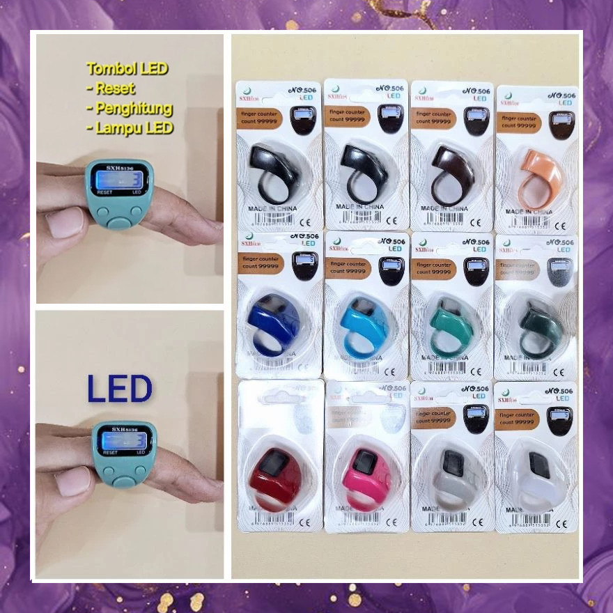 (SBA) Digital Tasbih Ring ไม่มีกล่อง Mini LED LIGHT UP Finger Counting Tool Dhikr Tally Counter Ziki