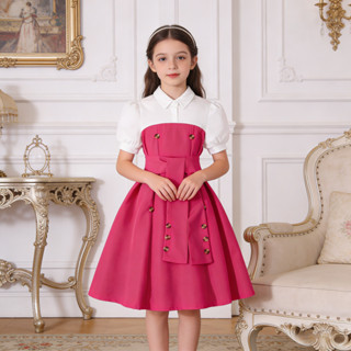 ชุดฤดูร้อนแขนสั้นสำหรับเด็กสาว สไตล์เจ้าหญิง เหมาะสำหรับงานเ…