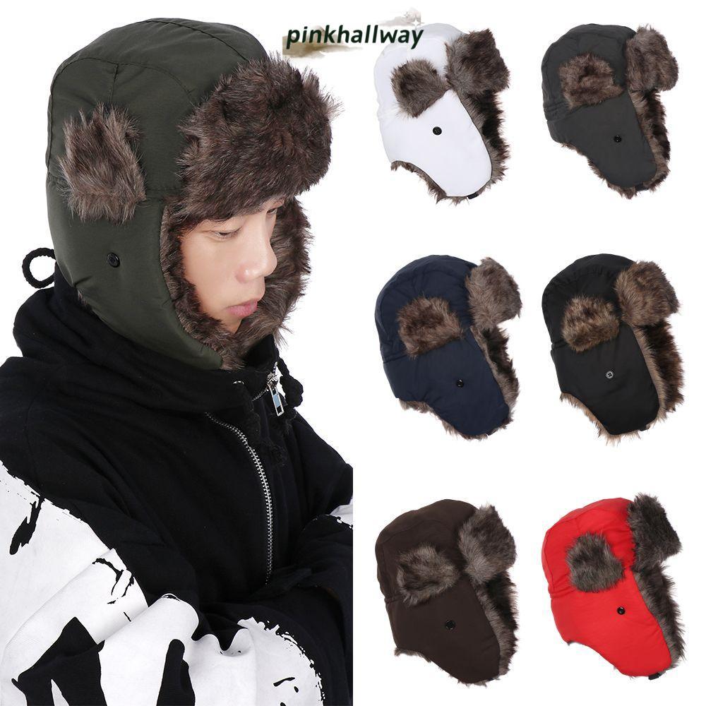 PINKHALLWAY Winter Cap Plush Hood Aviator Sports & Outdoors Hat with