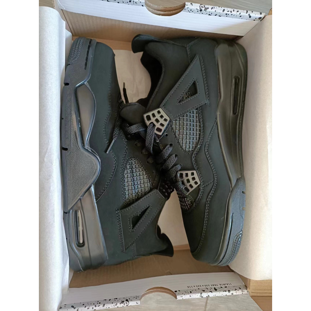 Air Jordan 4 Black Cat ผู้ชายและผู้หญิงรองเท้าบาสเก็ตบอล AJ4 รองเท้าผ้าใบ AJ รองเท้ากีฬา CU1110-010 