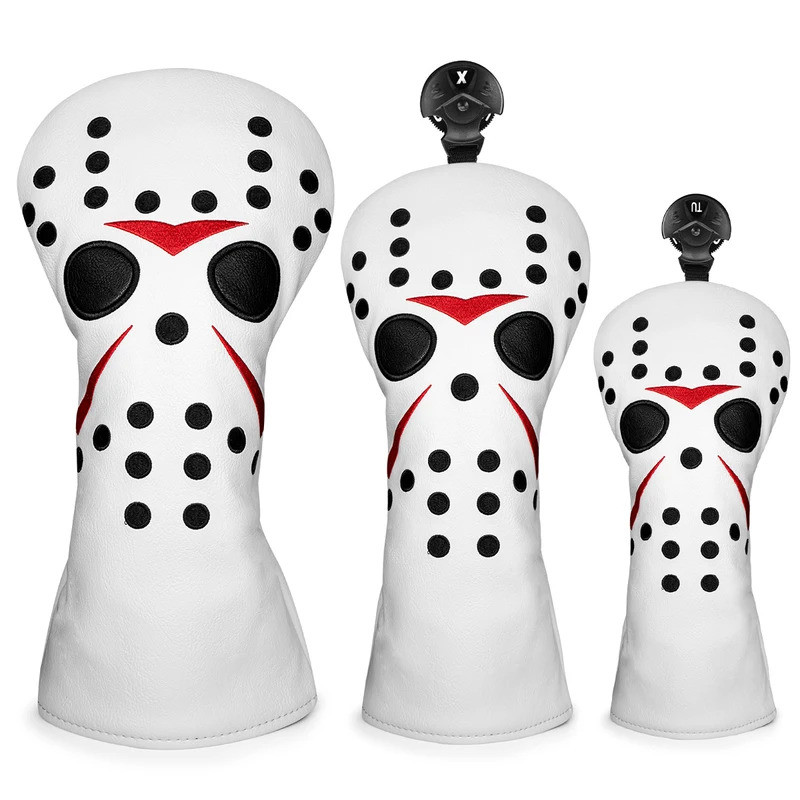 Hockey Mask Golf Headcovers Factory Price For Driver Fairway Hybrids Black Nylon Fashion Golf Wood C