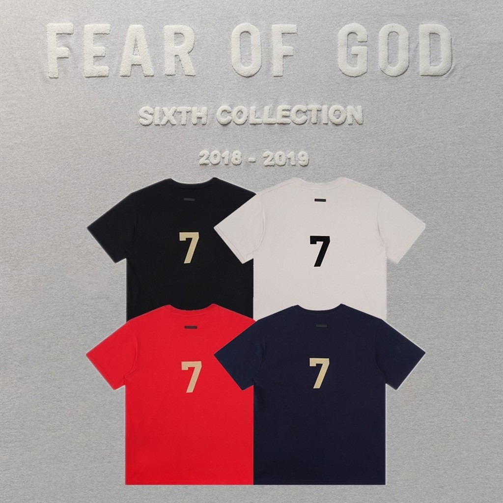 MTSY FOG Season 7 Main Line American High Street Style for Couples7Letters LOGO Short Sleeve T Shirt