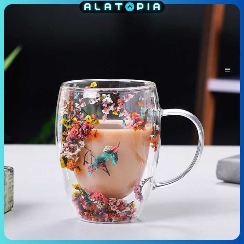 Tazakka ถ้วยกาแฟแก้วทนความร้อน Double Wall Aesthetic Mug 350ml - TZ-350