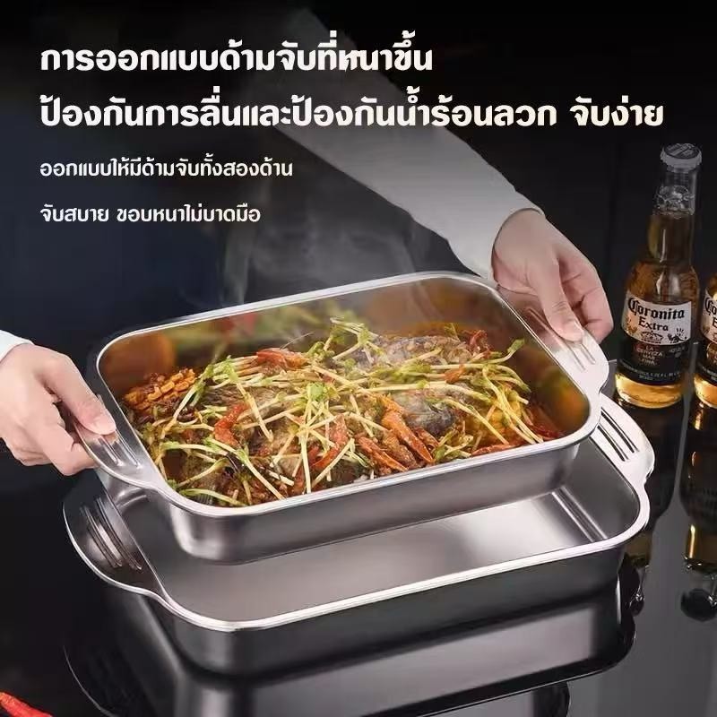 ถาดอาหารสแตนเลส 304 จาก JIEHOME สามารถใช้เป็นถาดบุฟเฟ่ต์หรือชั้นวางอาหารและเครื่องดื่มได้ เหมาะอย่างยิ่งสำหรับการอบ การอ