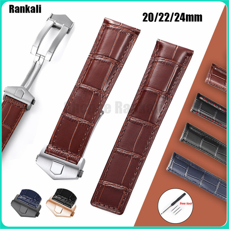 TAG HEUER 20 มม.22 มม.24 มม.สายนาฬิกาหนังแท้สําหรับแท็ก Heuer CAREERS สร้อยข้อมือ Cowhide หัวเข็มขัด