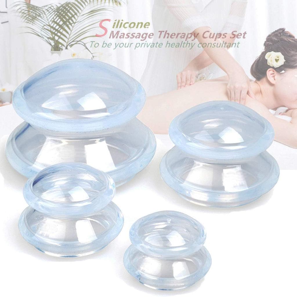 4 ขนาด Cupping Therapy Set-Professional Cupping Therapy Studio และชุดซิลิโคน Cupping ดูดที่แข็งแกร่ง