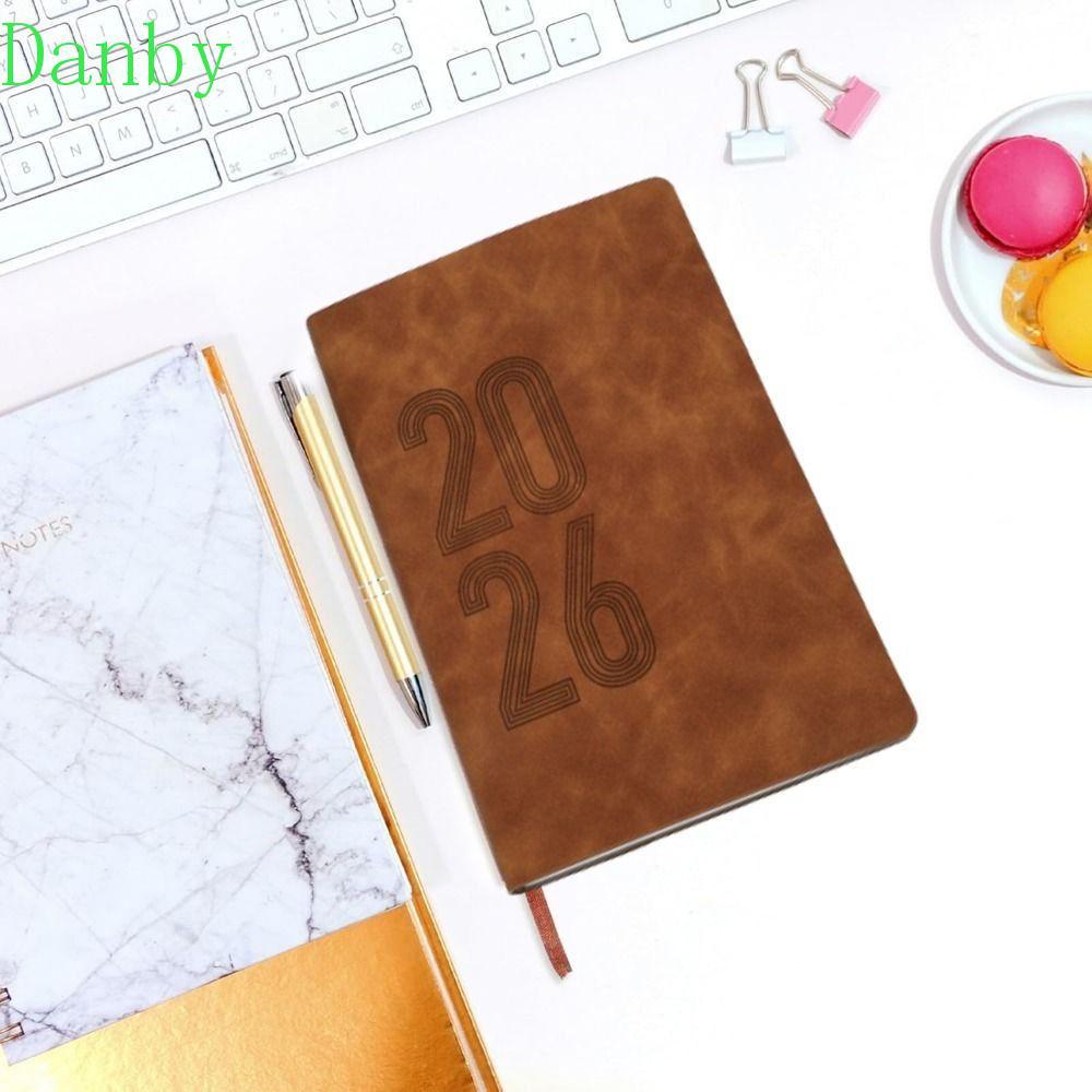 DANBY 365 Days Efficiency Notebook, 2026 Yearly Schedule a5 Agenda Planer, Texture PU เวอร์ชันภาษาอั