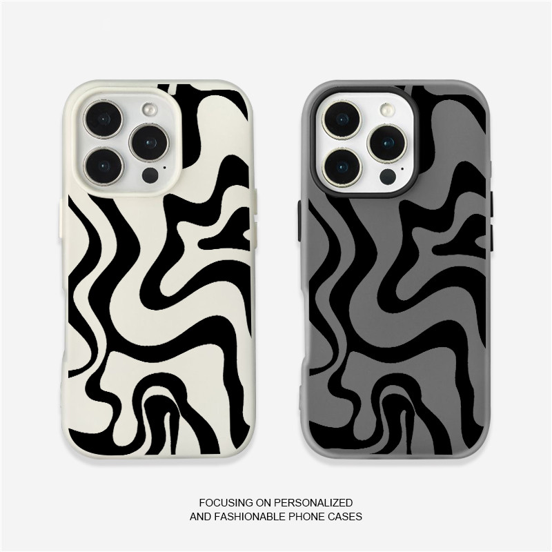 เคสโทรศัพท์แบบ 2 in 1 ซิลิโคนใส เคสเยลลี่ เคสไอโฟน 13 เส้นโค้งดำขาว  สำหรับ iPhone17 16 15 14 13 12 11 Pro Max X XR XS ราคา ถูกที่สุด ดีลบีเคเค แกลเลอรีภาพที่ 3