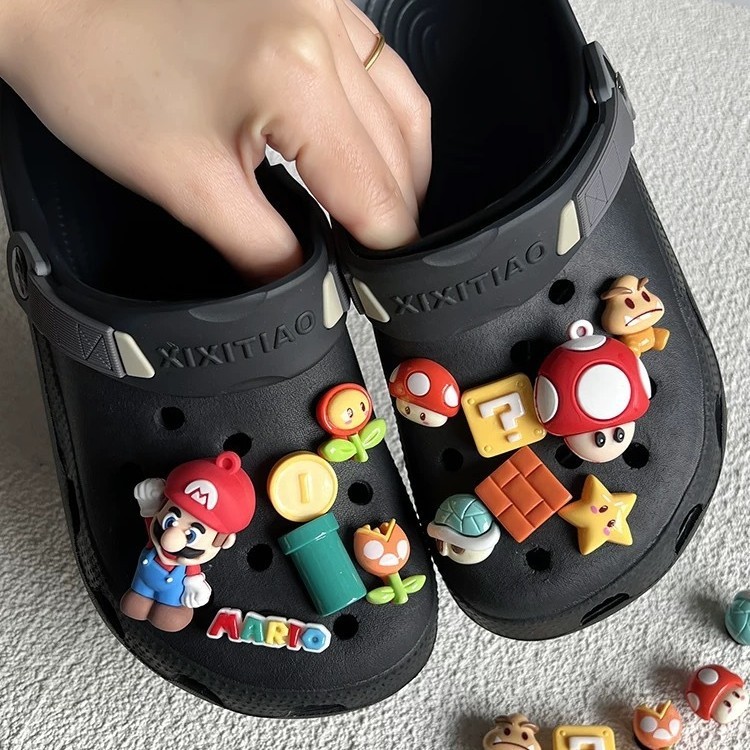 จิ๊บบิทเห็ดมาริโอ จิ๊บบิทตกแต่งcrocs แต่งรองเท้าDIY ถอดได้ง่าย สำหรับวัยรุ่น H57C