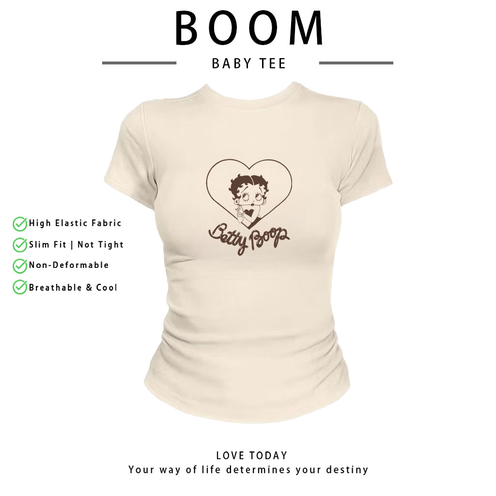 COD（จัดส่งภายใน 24 ชั่วโมง）เสื้อสาวอวบ เสื้อครอปท็อป แขนสั้น babytee สไตล์เกาหลี y2k T-shirt | BETTY BOOP