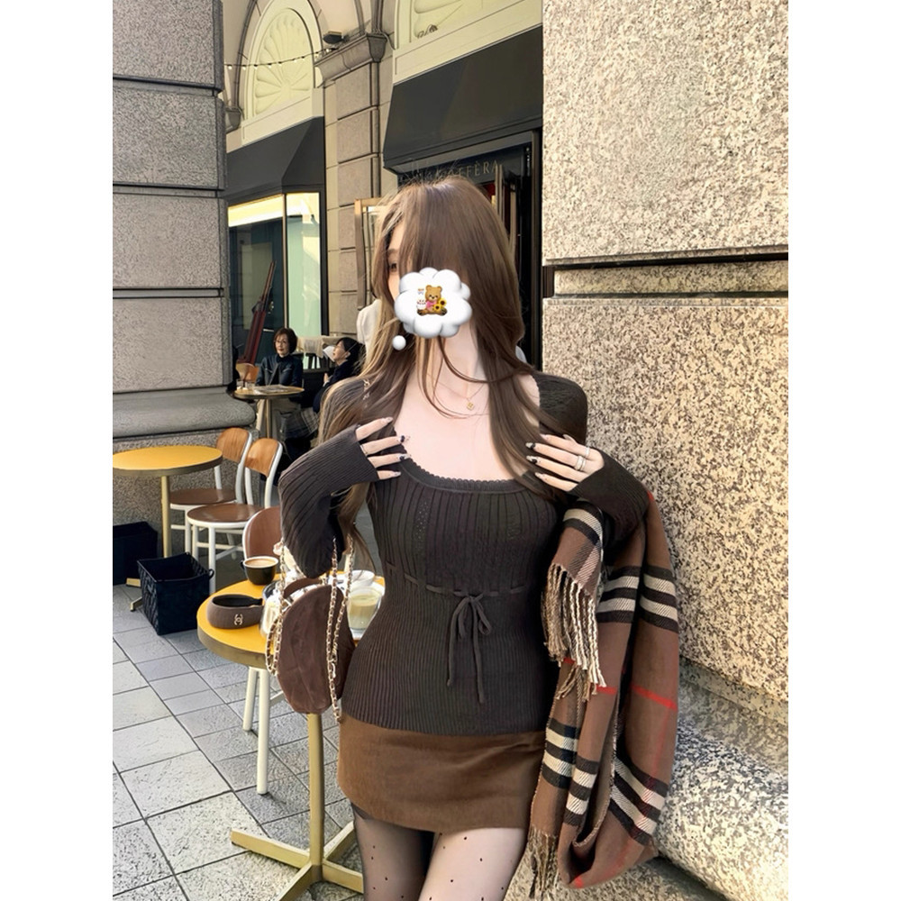 ⭐Soroh⭐เสื้อแขนยาว สีพื้นขาวน้ำตาล ผ้าร่องเล็กยืดตามตัว เข้ารูป เสื้อยืด สไตล์เกาหลี ใส่สบาย เสื้อผ้าผู้หญิง - รูปที่ 2