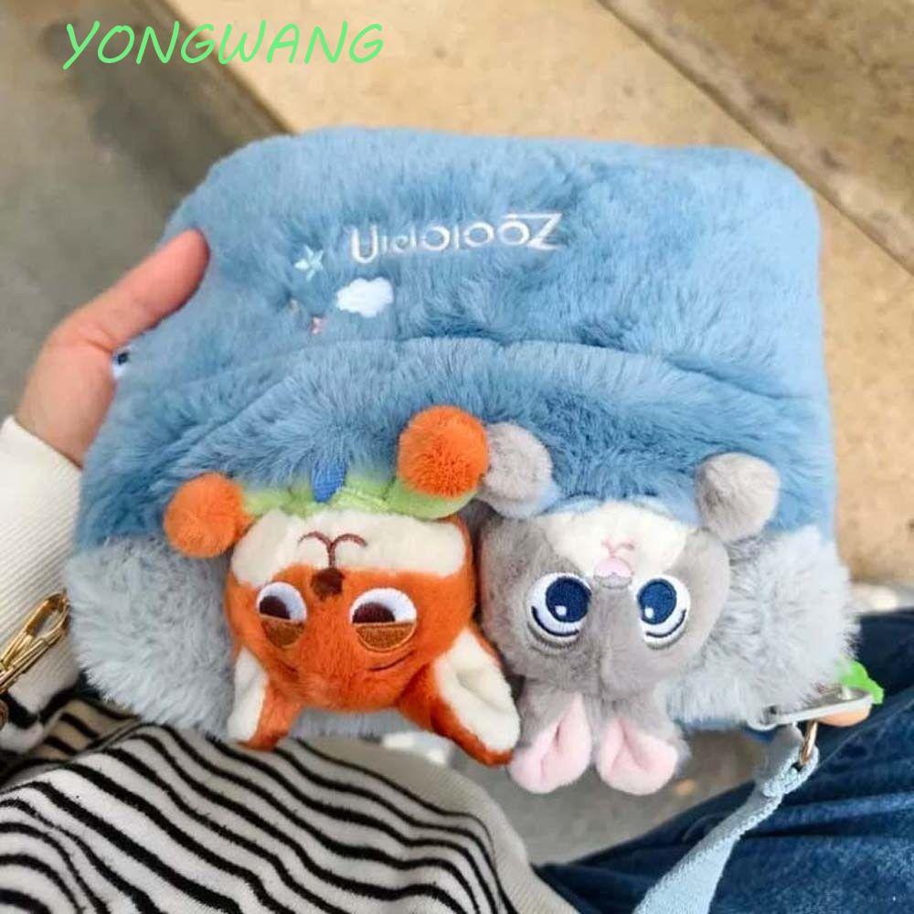 YONGWANG กระต่าย Judy กระเป๋าตุ๊กตาน่ารัก Soft Furry Crossbody Bag, หนังนิ่มขนฟู สายรัดปรับได้ มีดีไซน์การ์ตูน พร้อมใช้ทั้งเป็นของขวัญและในชีวิตประจำวัน