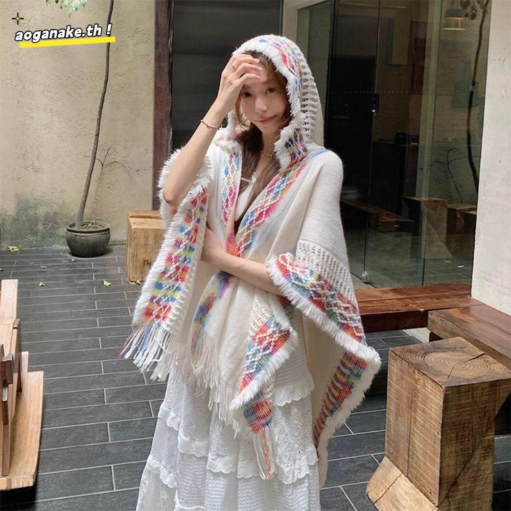 Poncho มองโกเลียสไตล์ชาติพันธุ์, ทันสมัยและอบอุ่นสำหรับฤดูหนาว