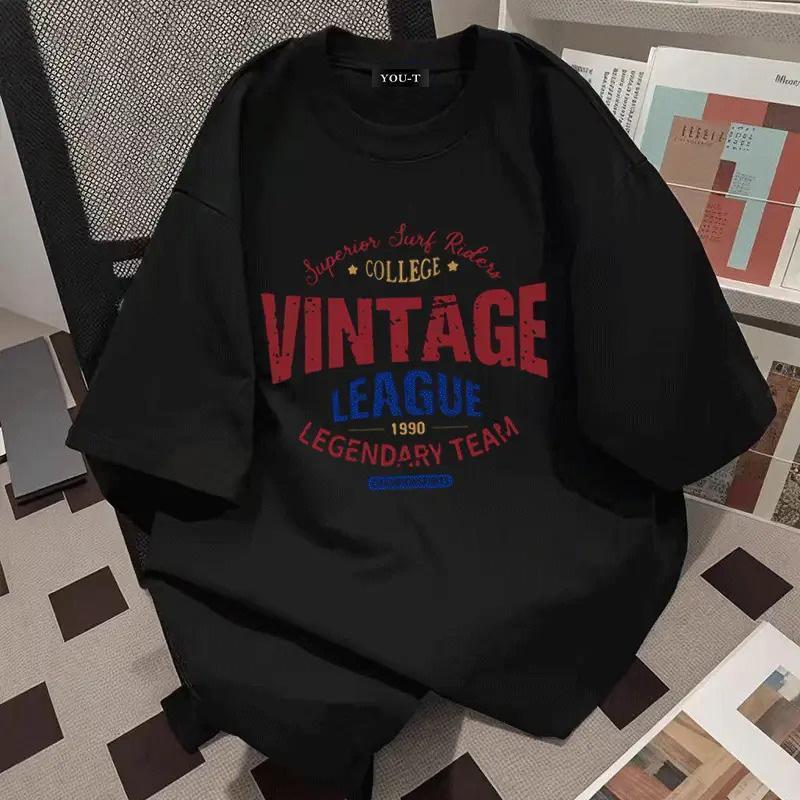 Top.basic🔥เสื้อวินเทจOversizedผ้าCOTTON เสื้อแฟชั่น คอกลม แขนสั้น พิมพ์ลาย 'VINTAGE' สไตล์ลำลอง ใส่สบาย S-3XL【COD】 - รูปที่ 4