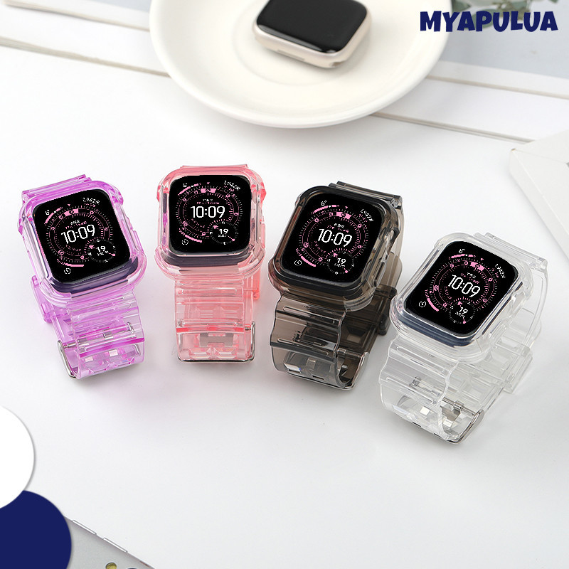 สายรัด TPU โปร่งใส for Apple Watch Series 11 10 9 8 7 6 5 4 SE 3 2 1 IWatch 46มม 45มม 44 42 41 40มม 38มม ปกป้องกันหน้าจอ