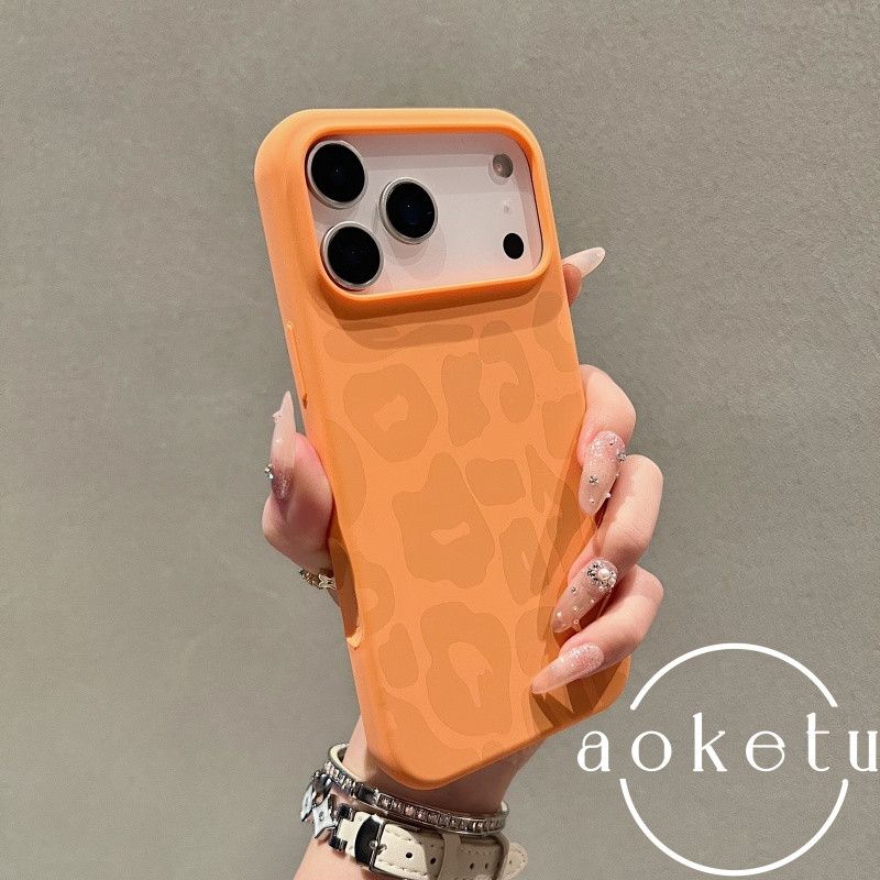 ซิงหยู่ สีส้มเหมาะสําหรับ แอปเปิล 17โปรแม็กซ์ เคสโทรศัพท์ซิลิโคนเหลว ไอโฟน 16 มือโปร เสือดาวพิมพ์ 15 เคสป้องกัน, 14/13 ฝ้ารวมทุกอย่างฝาครอบป้องกันการตก