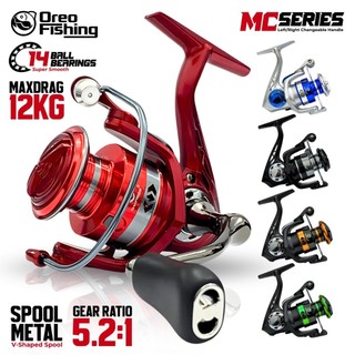 Oreo Fishing Reel Pancing Spinning MC Series 14BB Drag 12–20kg Metal Spool Size 1000–7000 Gear Ratio 5.2:1 Putaran Super Halus dan Stabil