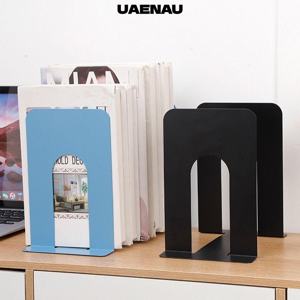 UAENAU 1/2PCS Bookends,โลหะL-Shaped Book Stand,คุณภาพสูงหนาลื่นโต๊ะชั้นวางหนังสือหนังสือบ้าน