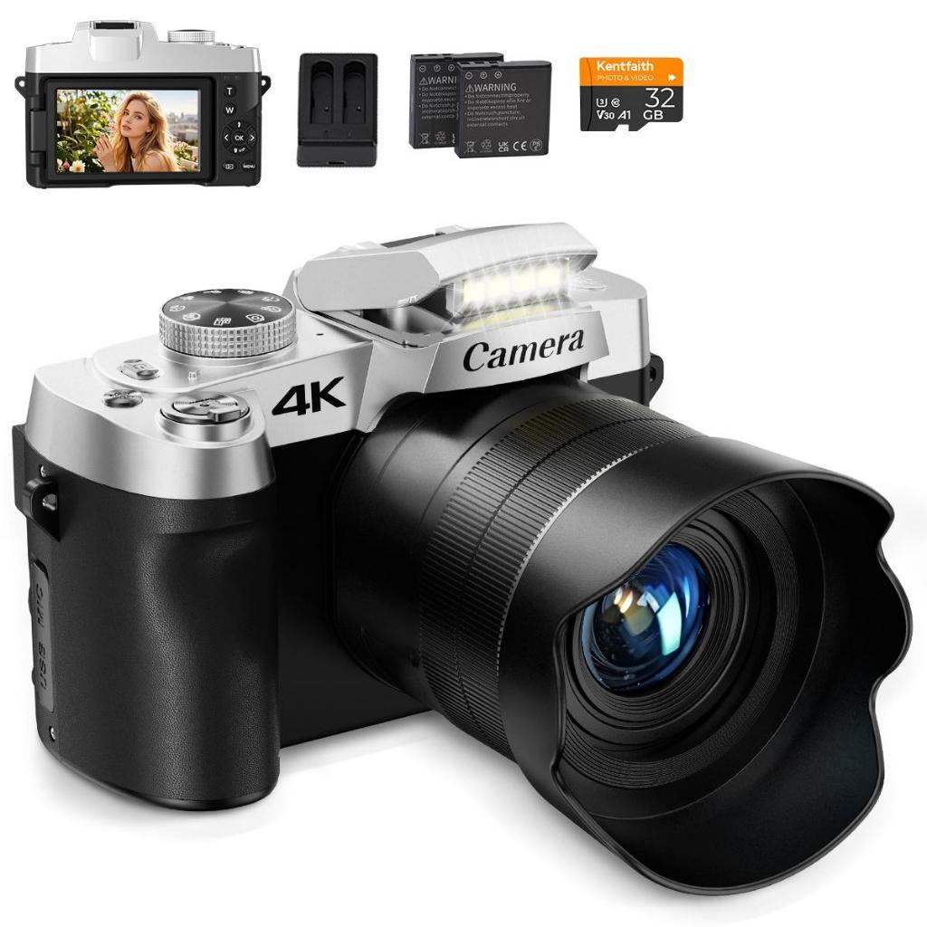 12X Optical Zoom 75MP 4K Vlogging Camera พร้อม WiFi และ Flip Screen, สําหรับการถ่ายภาพ YouTube - กล้
