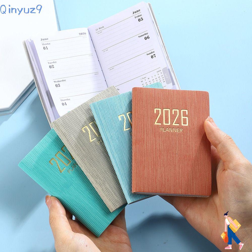QINYUZ9 หนังสือนัดหมาย, A7 Pocket 2026 Agenda Book, Portable with Calendar Notebooks Students