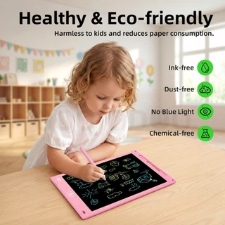 GOOJODOQ 10/12 lnch แผ่นเขียนด้วยลายมือสี แบบพกพาและน้ําหนักเบา LCD Doodle Board 1s One-Click Erase