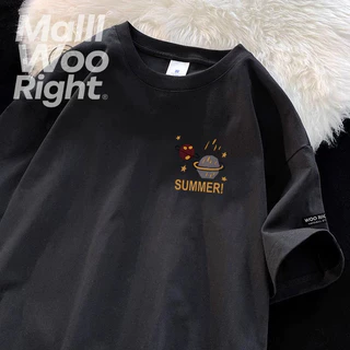 (จัดส่งตลอด 24 ชั่วโมง)HY เสื้อยืดคอกลม แขนสั้น ผ้าฝ้าย 100% ทรงหลวม สไตล์อเมริกัน ย้อนยุค โอเวอร์ไซซ์ เหมาะกับฤดูร้อน13