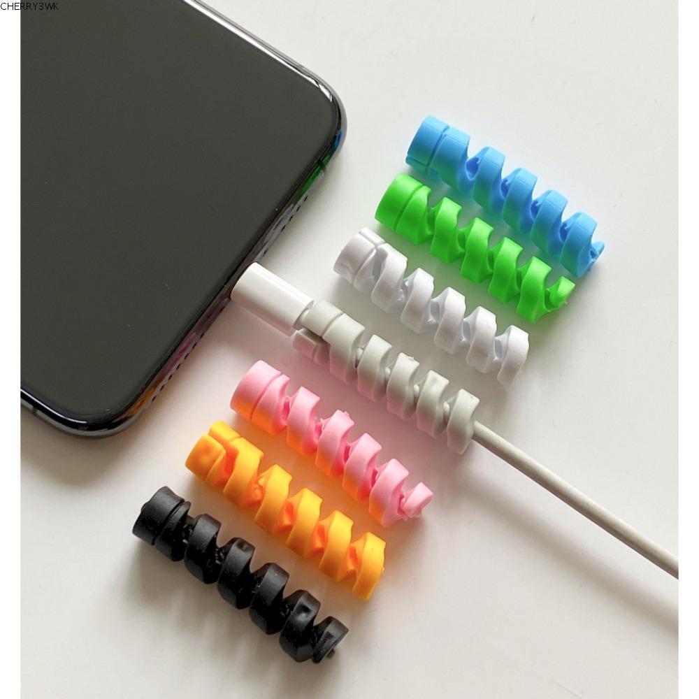 19VJKEPSHOP Cable Trimmer, ป้องกันการแตกหัก 7 สีสายเคเบิลข้อมูลแขนป้องกัน, TPR Anti ดัดน้ําหนักเบาเกลียวอุปกรณ์ไขลาน