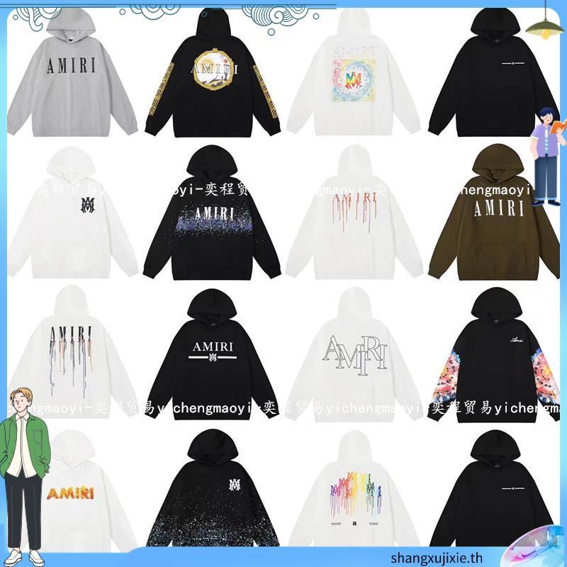 ((ผ้าฝ้ายแท้) เสื้อกันหนาวลําลอง คอกลม พิมพ์ลายกระต่าย Amiri ทรงหลวม แฟชั่นฤดูใบไม้ร่วง สําหรับผู้ชา