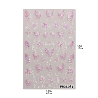 HAMA Elegant 3D นูนผีเสื้อเล็บสติกเกอร์สไตล์เกาหลี Fairy ดอกไม้เพิร์ลกาว Decals French เล็บเล็บ DIY ตกแต่ง