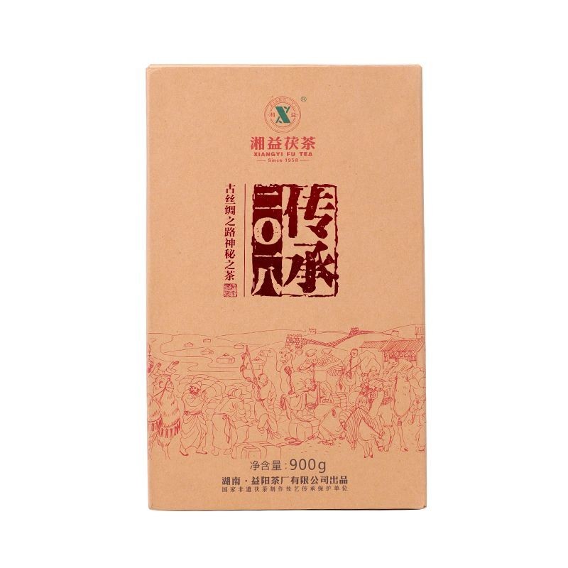 Anhua Xiangyi Fu ชา 900g ชาดํามรดกอายุชาดอกไม้สีทองอิฐ Yiyang ชาอิฐ Fu พิเศษ 0504