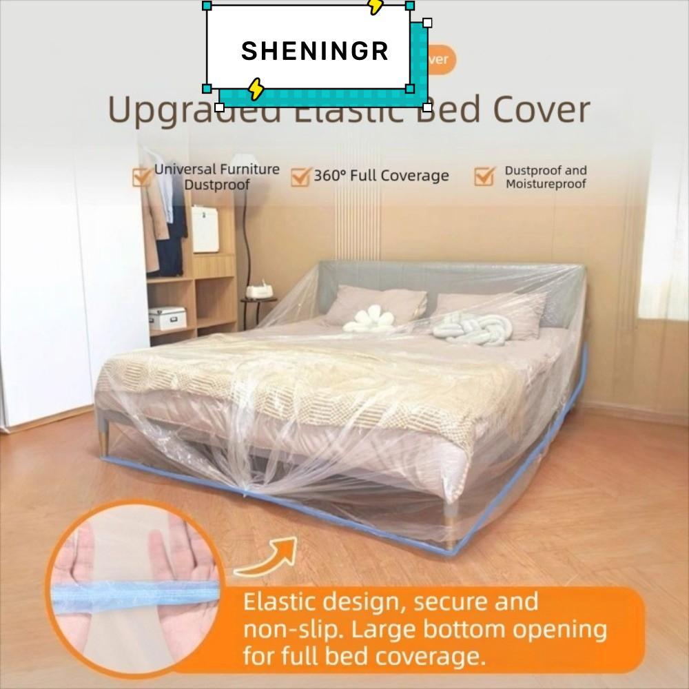 SHENING5R ผ้าคลุมกันฝุ่นเฟอร์นิเจอร์,โปร่งใส PE ยืดหยุ่น Bundle ปากผ้าคลุมเตียงแบบใช้แล้วทิ้ง,ขนาดใหญ่ Full Enclosure กันน้ําฝุ่นฝาครอบป้องกันเตียง