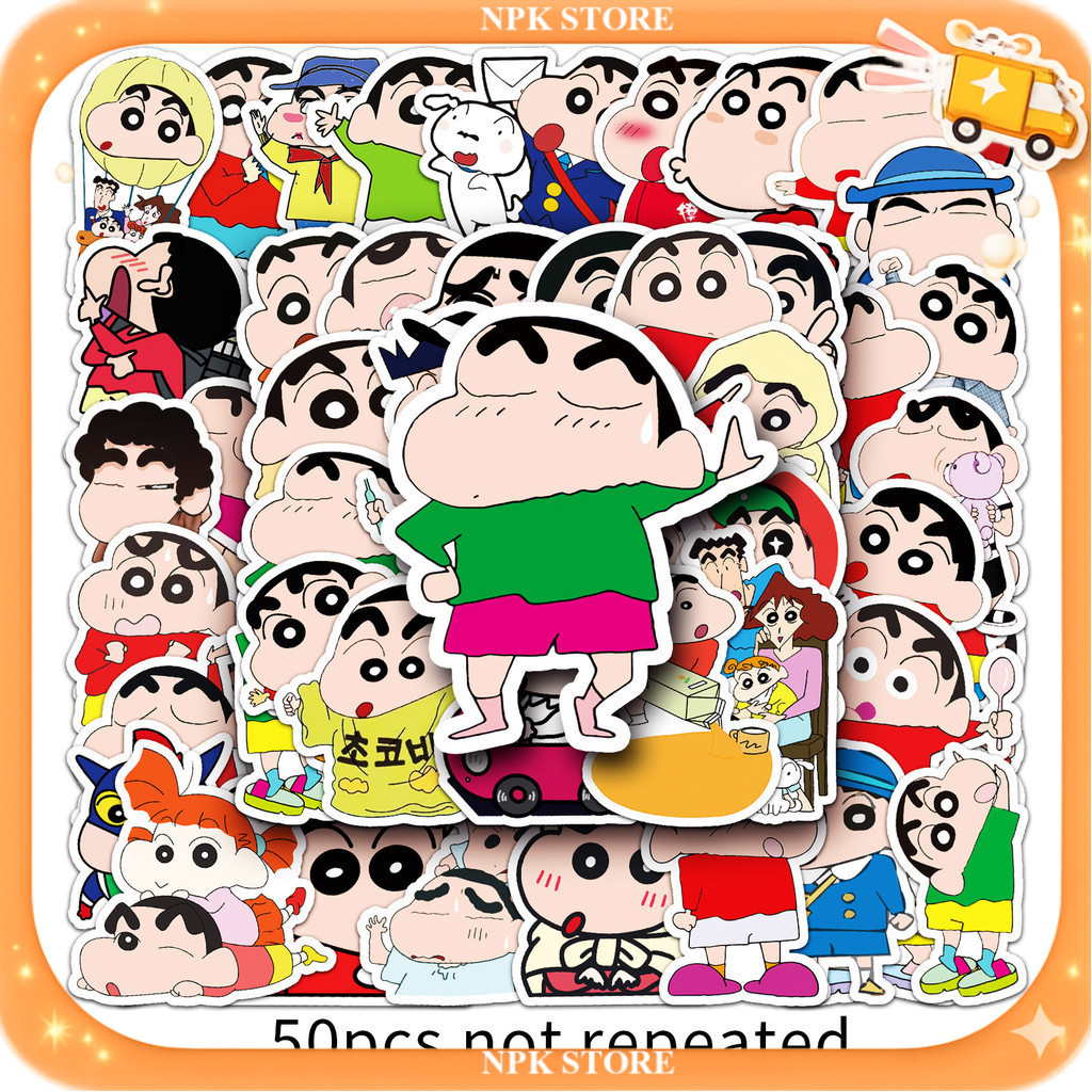 🔥🇹🇭พร้อมส่ง🇹🇭🔥 51ชิ้น ชินจัง ท่าทางต่างๆ Crayon Shin-chan Activity Sticker กันน้ำ DIY Waterproof
