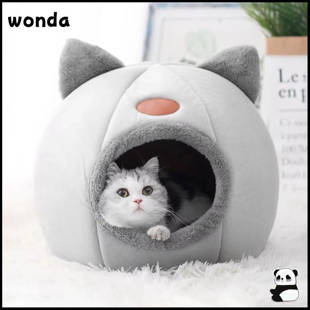 WONDA Cat Sleeping Beds, Semi-Closed Design Non-Slip Base Dog Warm Bed, Fashion Comfort Washable Kit