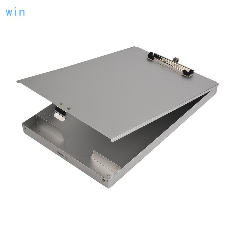 Win อลูมิเนียมเอกสารพร้อมคลิปบอร์ดแฟ้มกันน้ํา Organiser กล่องเก็บสําหรับสํานักงานโรงเรียน 13 97x9 25