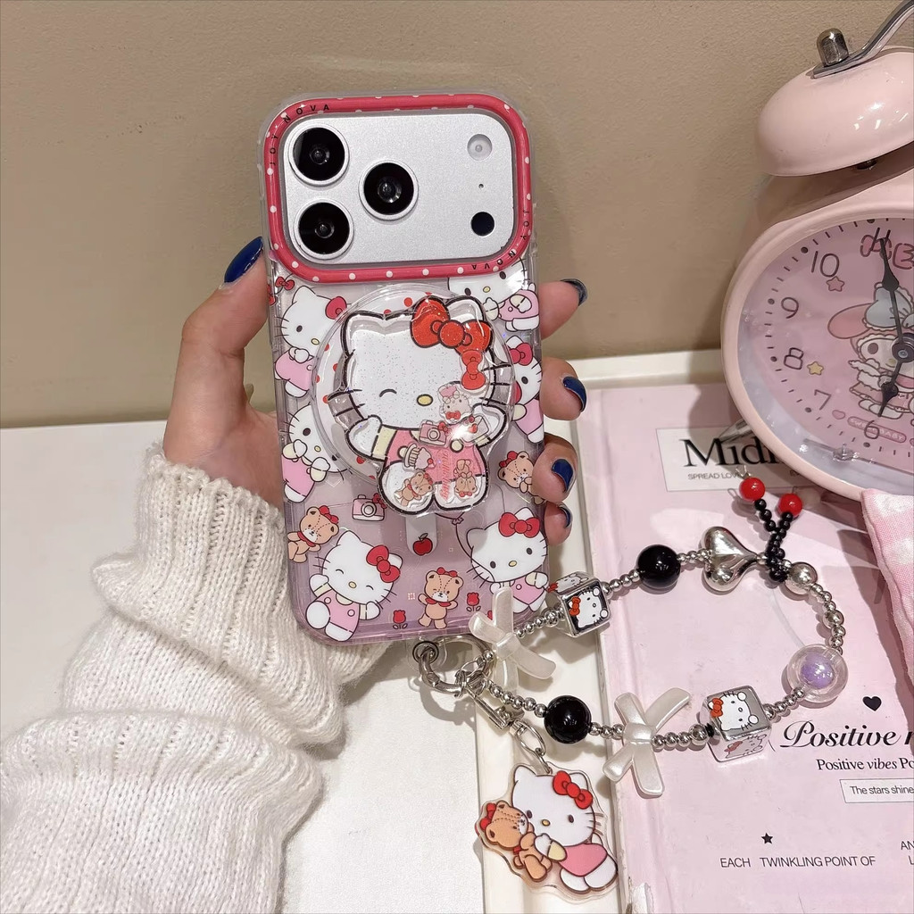 น่ารักการ์ตูนลูกแมวขาตั้งสร้อยข้อมือ,กันกระแทกสําหรับiPhone 17 Pro Max/16 Pro/15 Pro/14 Pro/15/14 Pro/15/14