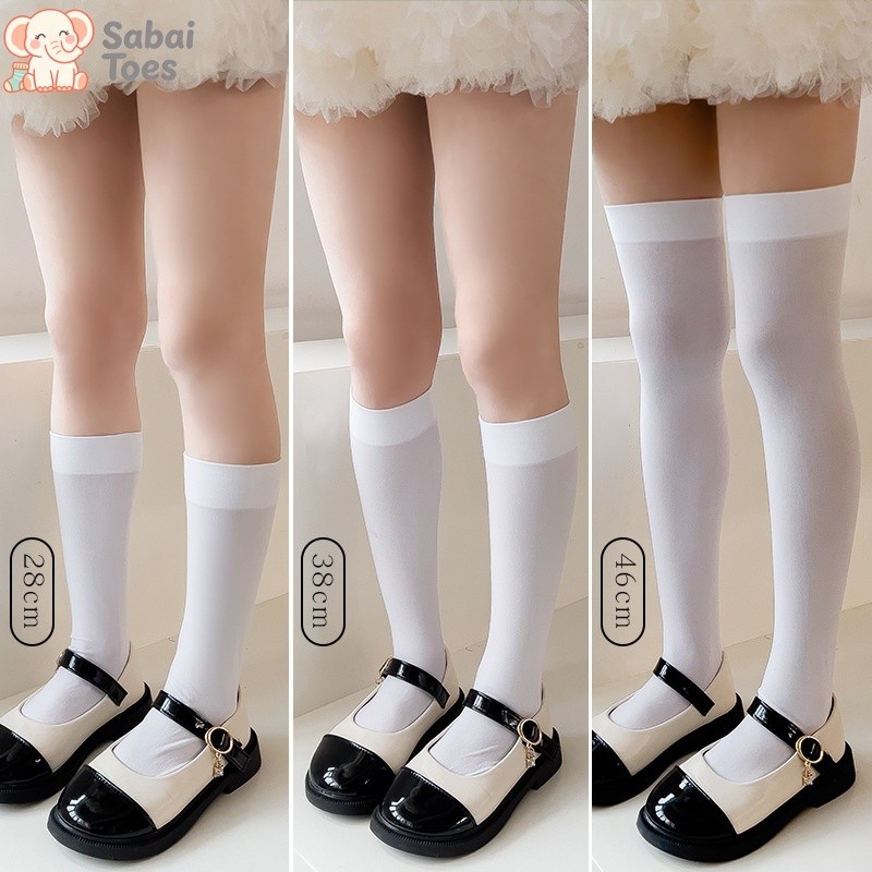 Sabai Toes ถุงเท้าเด็ก ถุงเท้ายาว สีพื้น ถุงเท้ากลางแข้ง/คลุมเข่า น่ารัก ใส่สบาย สไตล์เจ้าหญิง