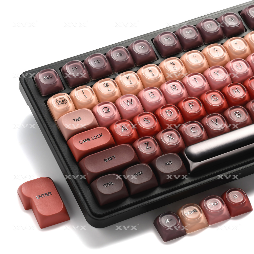 X XVX ลิปสติก Keycap HOA Jelly Fog พื้นผิวโลหะโปร่งแสงฝาครอบคีย์บอร์ดแบบกลไกที่กําหนดเองน่ารักรอบ