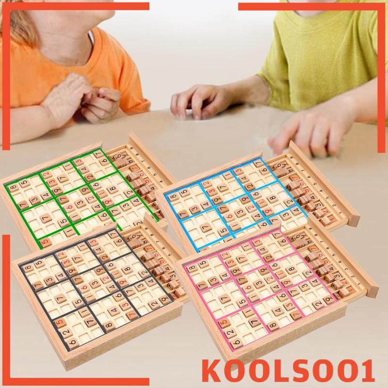 [Koolsoo1] ไม้ Sudoku เกมกระดานเกมครอบครัวแบบพกพาภาษาอังกฤษคู่มือ Jiugongge ของเล่นสมอง Teaser เดสก์