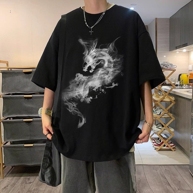 สไตล์จีน All-Match Heavy Loose Short-Sleeved T-Shirt Men overs#国潮中国风百搭重磅宽松短袖T恤男款overs4/13