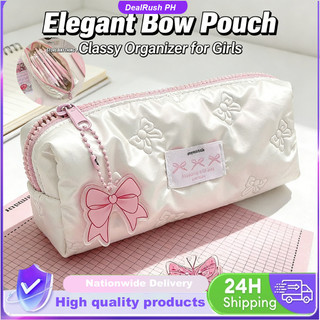 Cute Pink Pen Bag Polyester Stationery Organizer 18x8x6cm Cosmetic Pouch Travel Essentials