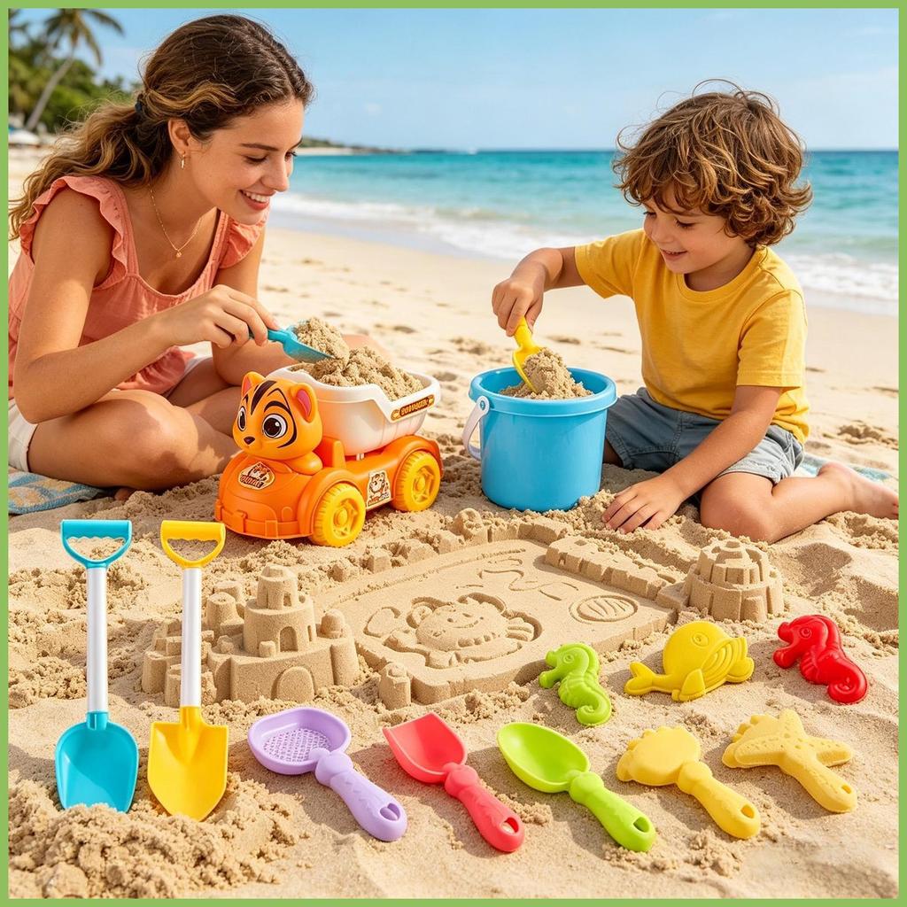 ของเล่นทรายสําหรับเด็ก 14 ชิ้น Sandbox ชุด Sandbox ของเล่นเด็กสําหรับชายเด็กวัยรุ่นผู้ใหญ่อนุบาล qia