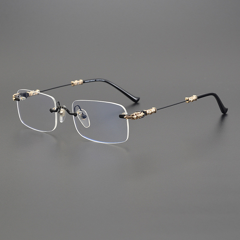 1Y4Y Chrome Hearts Japanese stylish and versatile handmade frameless glasses, vintage pure titanium 
