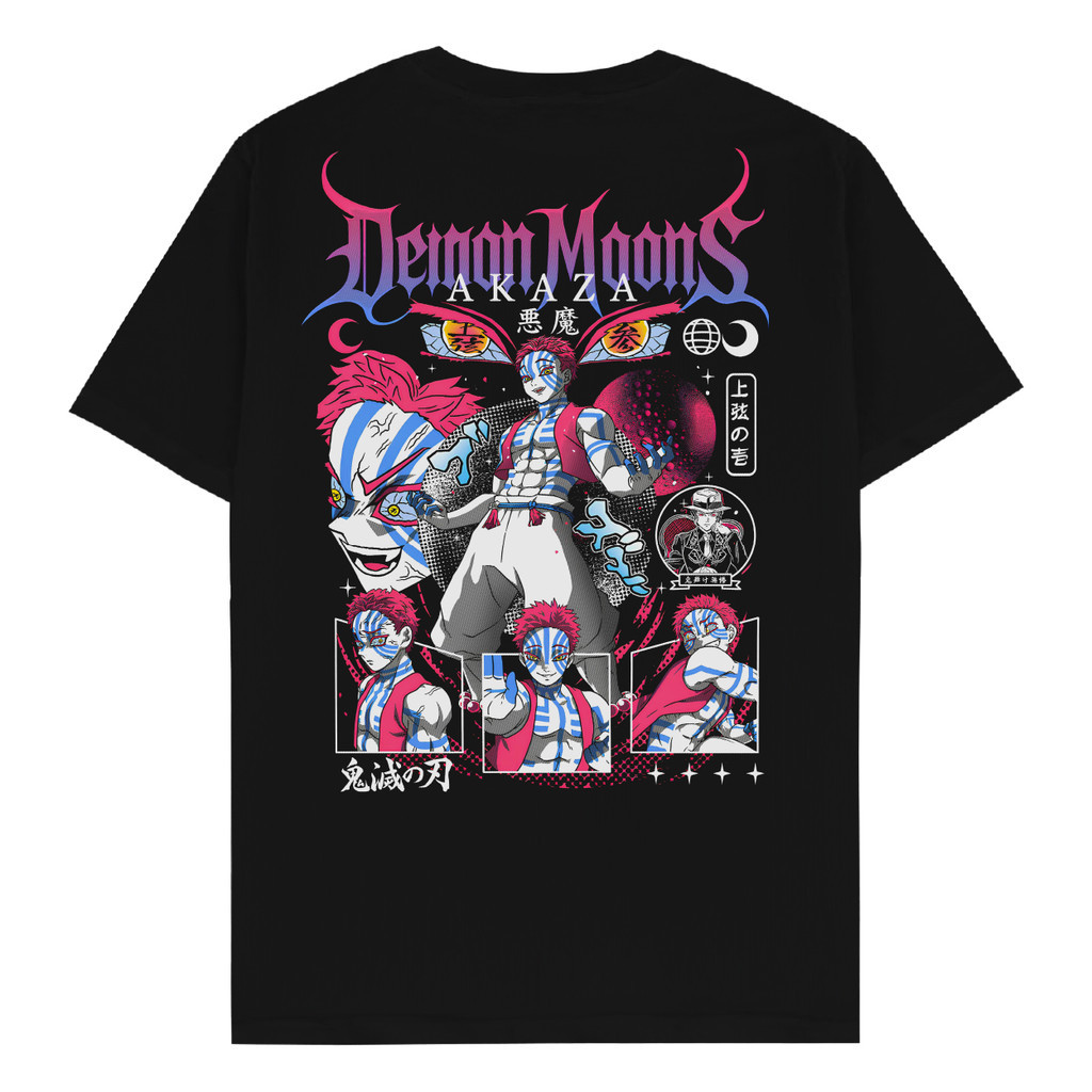 MINETY เสื้อยืด Demon Moons Akaza - อะนิเมะมังงะ Kimetsu no Yaiba / เสื้อยืด Demon Slayer