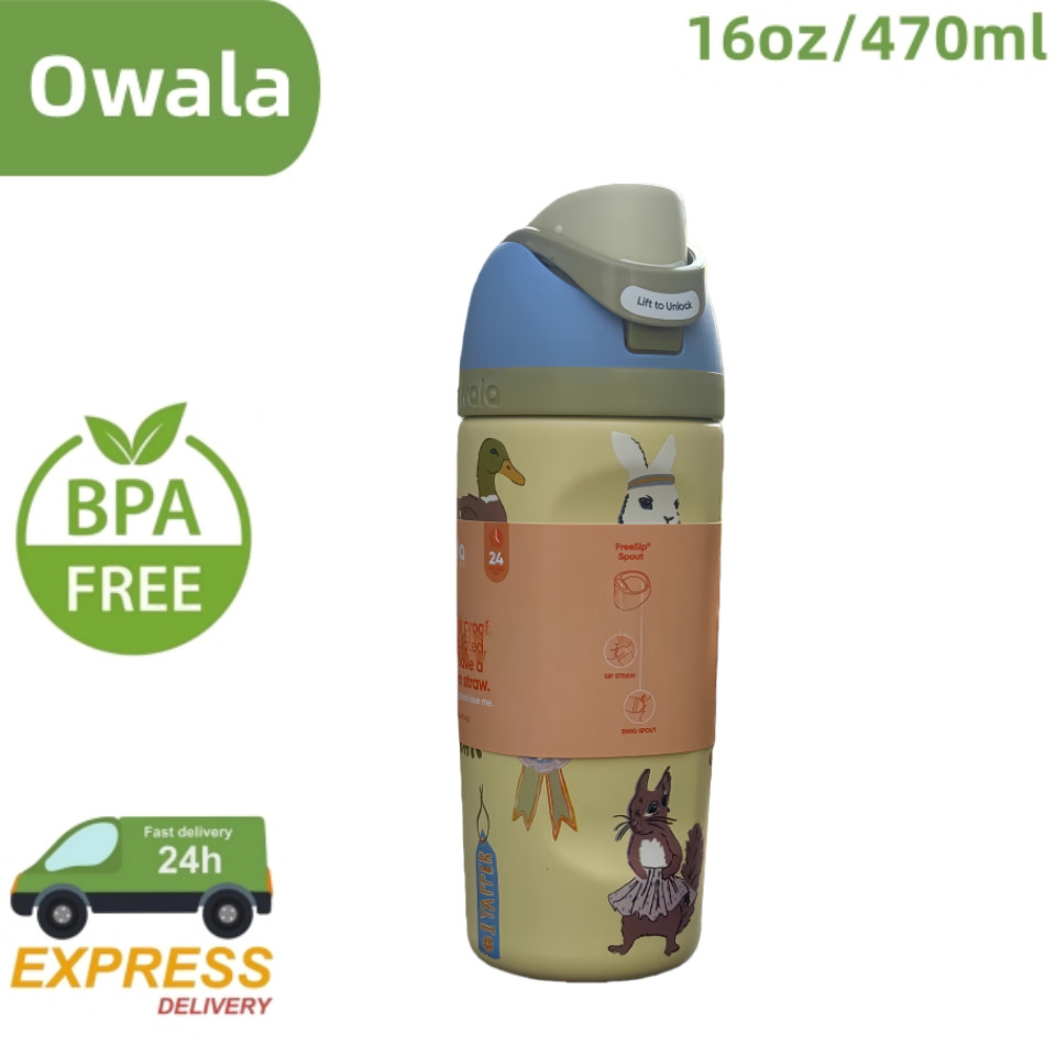 Owala Freesip ขวดน้ําฉนวน 16 ออนซ์, ฝา Freesip พร้อมหลอด, ตัวเลือกสีที่เปล่งประกาย