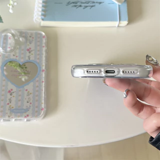 น่ารักหรูหราโบว์หัวใจกระจกเคสโทรศัพท์สําหรับiPhone 16 ProกรณีiPhone 15 17 16 Pro Max 17Promaxเกาหลีดอกไม้ที่มีสีสันกันกระแทกปกอ่อนFundas