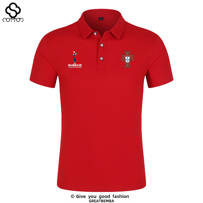 【polo】 2026 ฟุตบอลโลก Mega Mega ทีมโปรตุเกสเสื้อโปโลคอเสื้อยืดแขนสั้นฟุตบอลโปโลผ้าฝ้ายเย็น