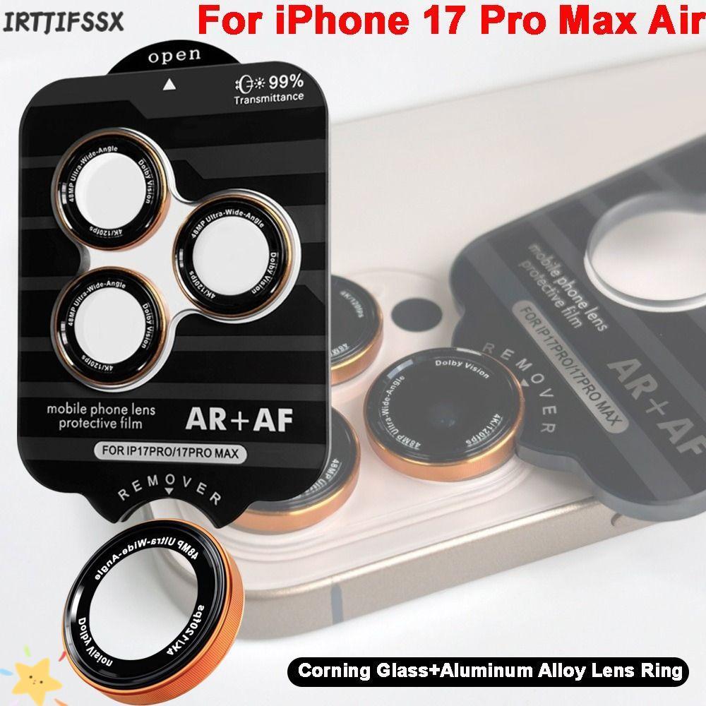 IRTJIFSSX AR ฝาครอบเลนส์กล้องอลูมิเนียมแบบวงแหวน, กระจก Corning สําหรับ iP17 Max Air