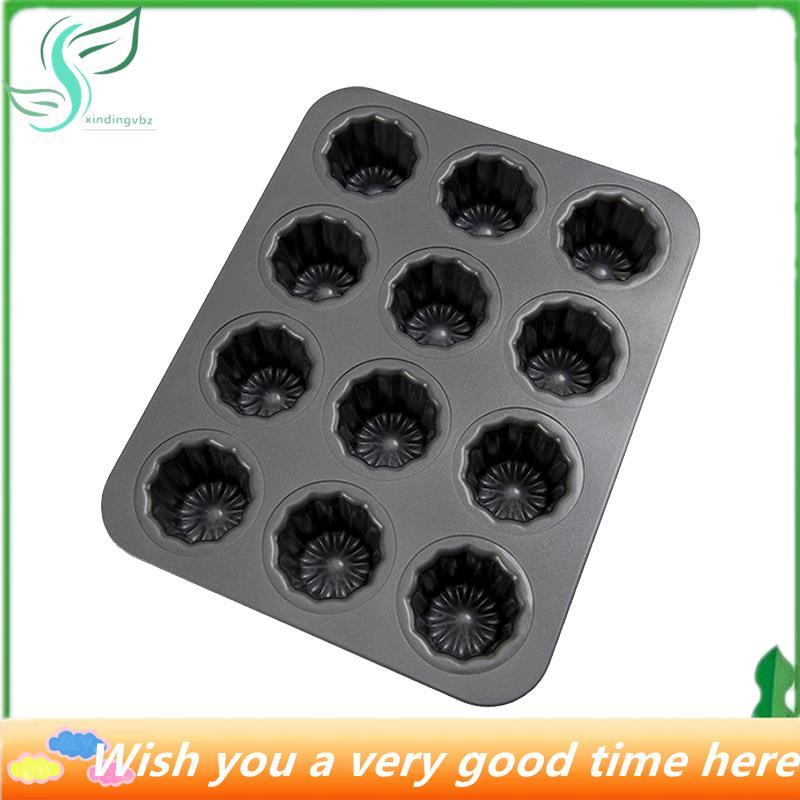 ^Star^ 12-Cavity Canele แม่พิมพ์เค้ก Non-Stick Canele มัฟฟิน Bakeware Cupcake Pan สําหรับเตาอบเบเกอร